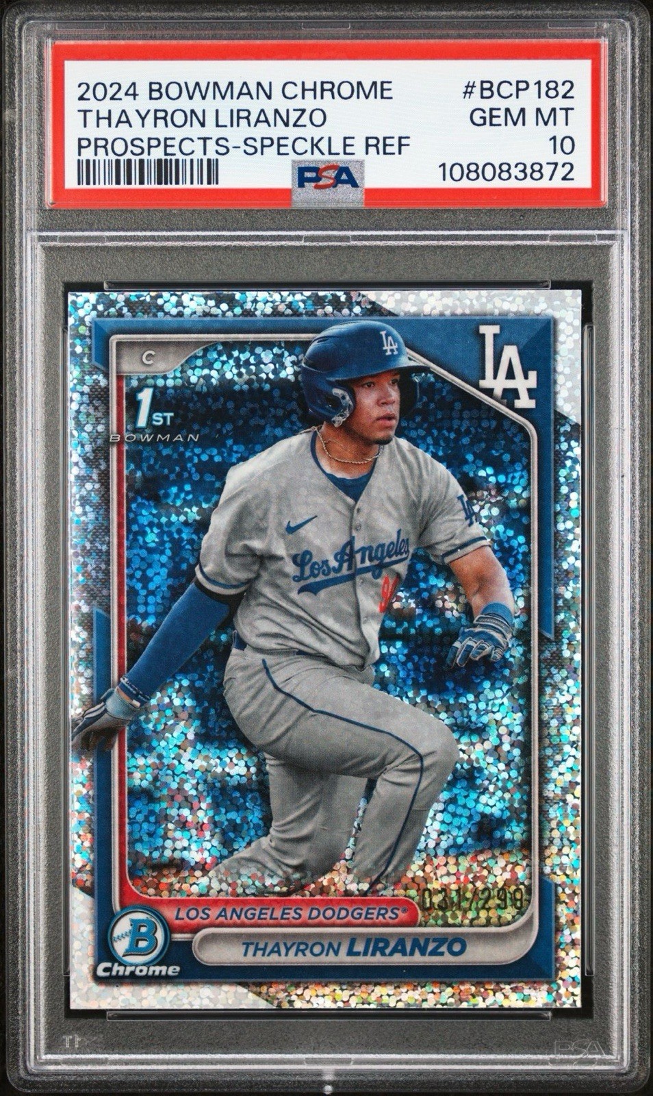 2024 Bowman Chrome Thayron Liranzo Speckle Refractor 1st /299 PSA 10