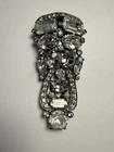 Large Original Eisenberg Signed Vintage 1940s Silver Rhinestone Fur Clip Pin