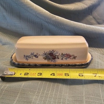 Home & Garden Party Ltd Ceramic Floral Covered Butter Dish Country Style