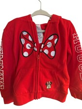 Disney Parks Minnie Mouse Girls Size 4 Red Hoodie Zip Jacket Bow Character