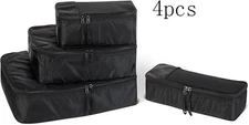4Pcs Black travel storage bag set,Mesh Top,100%Polyester,Small/Medium/Large/Slim