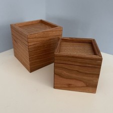 Handcrafted Wooden Square Boxes with Lids Set of 2 Free Shipping