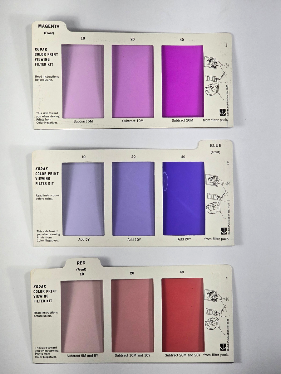 Kodak Color Print Viewing Filter Kit R-25 6 Color Panels | eBay