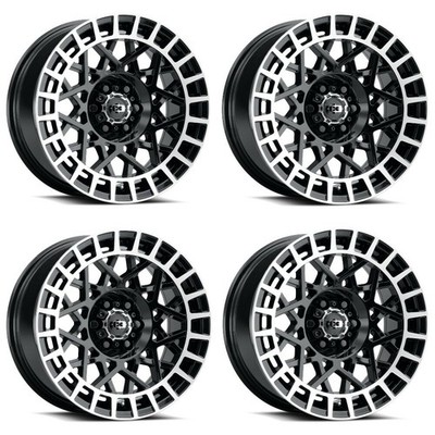 Set 4 17'' Vision 349 Savage Gloss Black Machined Lip 17x8.5 Wheels 6x120 12mm Ri