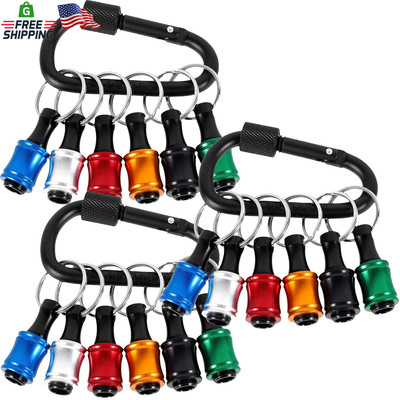 18Pcs Bits Holder Keychain, 1/4'' Hex Shank Screwdriver Bits Holder, Quick-Change