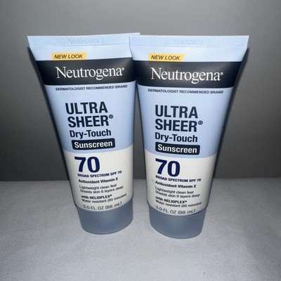 2 Neutrogena Sunscreen Ultra Sheer SPF 70 Dry Touch Lotion 3oz New Exp 9/27
