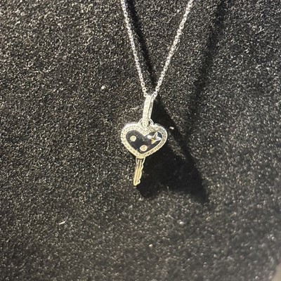Schöne Sterlingsilber Moissanit 18 Zoll Kette 0,19 ctw VVSD HERZ SCHLÜSSEL ANHÄNGER