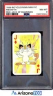 Pokemon 1999 Meowth Jack Diamonds Red Bicycle Pokemon Mini Playing Cards PSA 8
