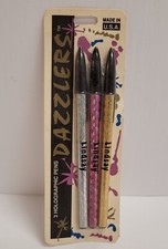 Vintage Dazzlers Holographic Pens - Lindsay - 3pk Made In USA 1993 H&L Ent NOS
