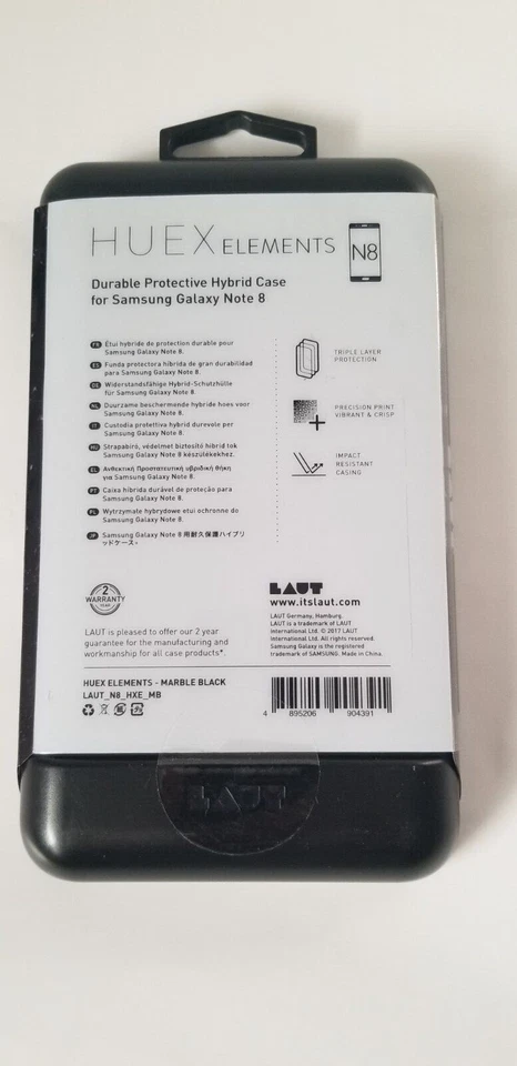 Funda Híbrida LAUT HUEX Elements Samsung Galaxy Note 8 Antiarañazos, Negro Mármol. Foto 2 de 3