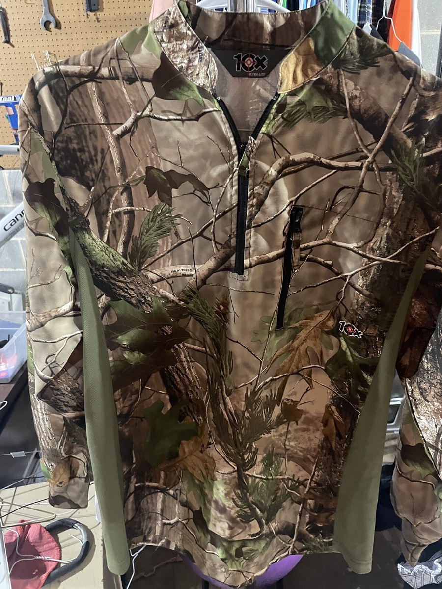 10x Brand Realtree 1/4 Zip Camo Pullover Hunting Shirt. Extra