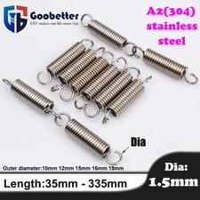 Gancho A2 304 Acero Inoxidable Resorte Expansión Extensión Muelles de Tensión Alambre Diámetro 1.5mm