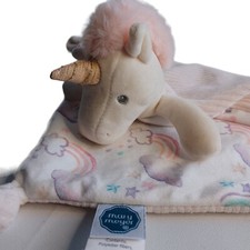 Mary Meyer White Pink Rainbows Unicorn Knotted Ribbed Security Blanket Lovey