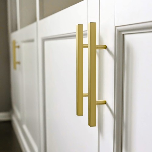20 Pack Stainless Steel Brushed Gold Kitchen Cabinet Handles Square Drawer Pulls - Picture 5 of 16