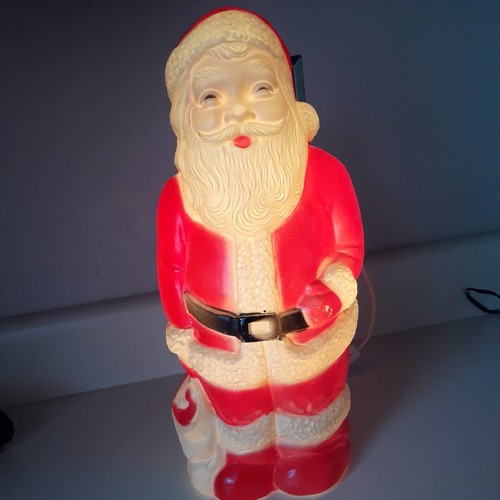 Vintage 1960's Union Products 13" Blow Mold Lighted Plastic Santa Claus - 第 8/8 張圖片