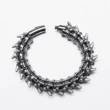Punk Rave Man Dark Grey Punk Retro Skeleton Magnetic Buckle Bracelet