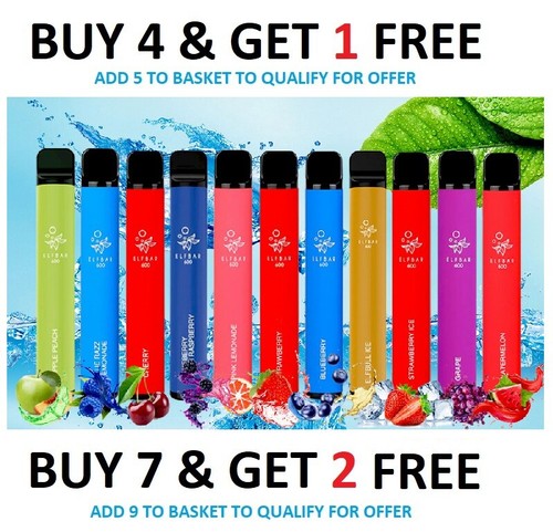 ELF Bar 600PUFFS Disposable Vape Pen E-Cig Pod Starter Shisha Hookah Kit UK
