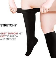 Plus Size Wide Calf Compression Socks for Swelling Pain Edema, Stretch to 24Inch