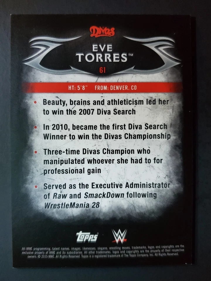 2015 Topps WWE Undisputed Wrestling Divas #61 EVE TORRES - Image 2 of 2