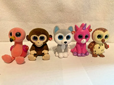 Lot of 5 Different TY Mini Beanie Boos Vinyl Figurines 2.5" Tall Owl Unicat