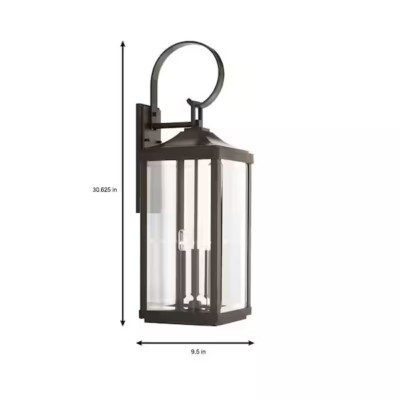 Progress Lighting Gibbes Street 9-1/2 in. 3-Light Antique Bronze Wall Lantern