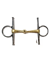 Bar H Equine Full Cheek Smooth Broken Snaffle Brass Bit Stainless Steel 5"