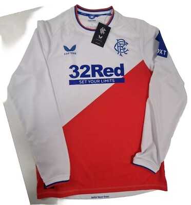 Rangers Castore 2022/23 Away Fußball Trikot Langarm Herren Größe L Neu mit Etikett