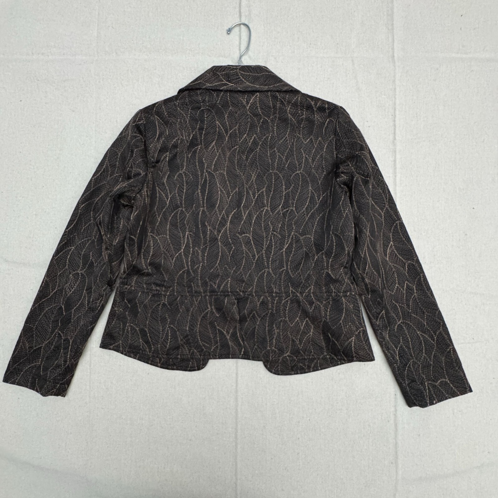 Chico’s Open Front Blazer Leaf Pattern Lined Wome… - image 2