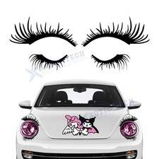 Waterproof Black Eyelash Decal Sticker For Mini Cooper Beetle Headlight Fog Lamp