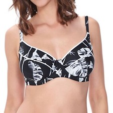 Image of Fantasie Swimwear Cocoa Island Plunge Balcony Bikini Top Black 6221