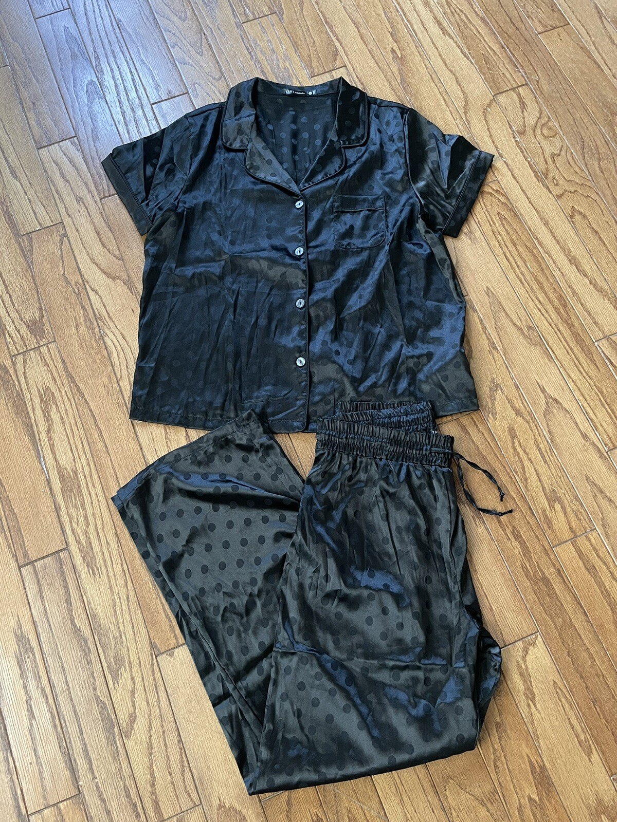 Tart Intimates Black Pajamas Set Womens Short Sleeve Polka Dot Large eBay