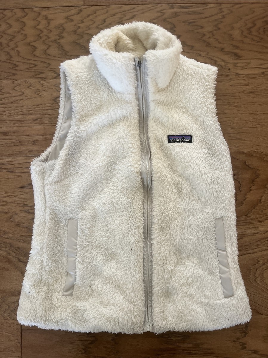 Women's PATAGONIA Vest SMALL Faux Fur Fuzzy Pockets Full Zip Lined