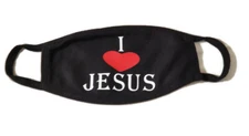  Face Mask Unisex  I LOVE JESUS  100% Cotton Washable- Black 
