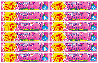 12 CHUPA CHUPS BABOL Tutti Frutti Flavor Bubble Gum European Candy 27.6g 0.97oz