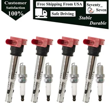 4pcs Ignition Coil and Spark Plug For 2006-2010 Volkswagen Passat 2.0L
