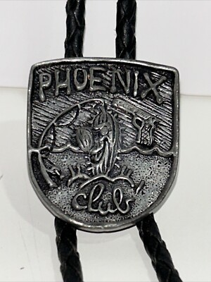Phoenix rod and gun club bolo Tie vintage signed 1978