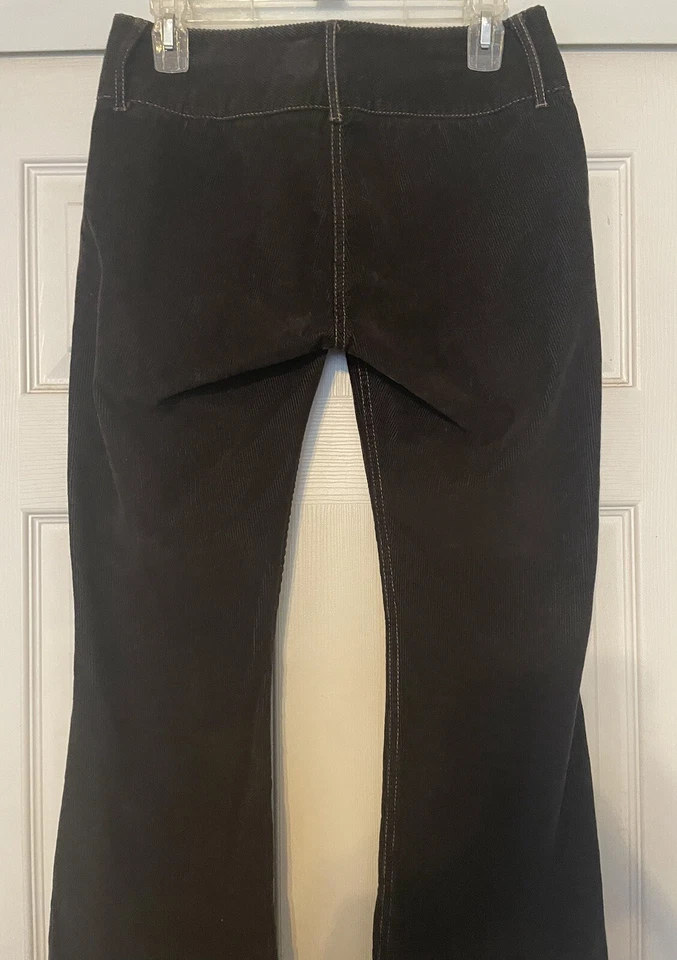 Pantalones de Pana Express Vintage Inspirados Bootcut Marrón Tiro Bajo Hipster Foto 2 de 4