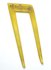 Vintage Rhinestone Yellow Hair Comb
