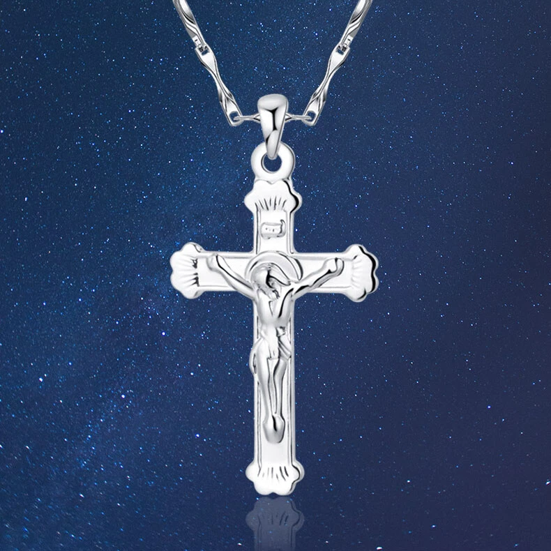 Fine PT950 Pure Platinum 950 Pendant For Women Crufix Cross Pendant 1.26inchH