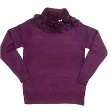 Lady Cotton Top,small Now & Fur, Low Turtleneck, Purple (Made In Italy)