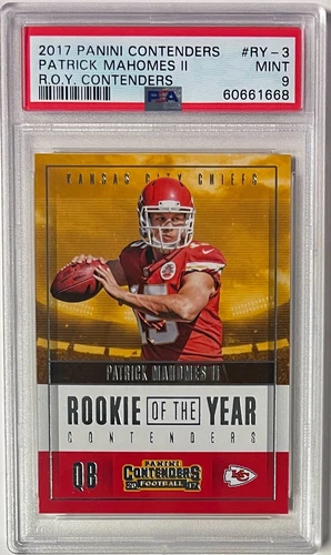 Patrick Mahomes 2017 Panini Contenders ROY Card (RC) #RY-3- PSA Graded 9 Mint
