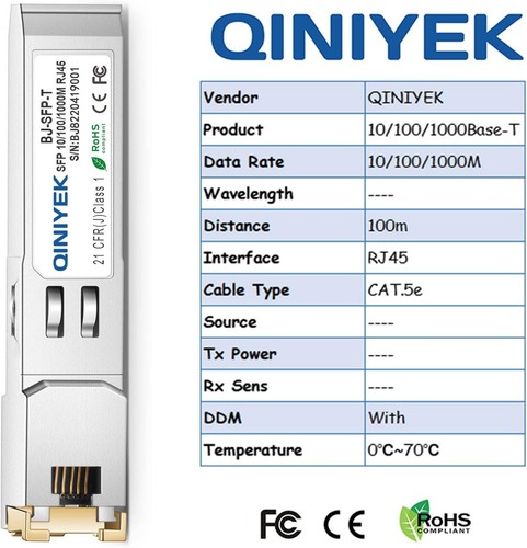 1.25G SFP to RJ45 Module, 10/100/1000BASE-T Mini-GBIC Transceiver für Cisco G... - Bild 4 von 8
