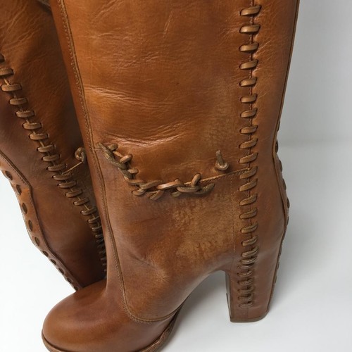 MAISON MARTIN MARGIELA Tall Leather Boots With Leather Stitch Detail -UK 7/EU 40 - Picture 7 of 9