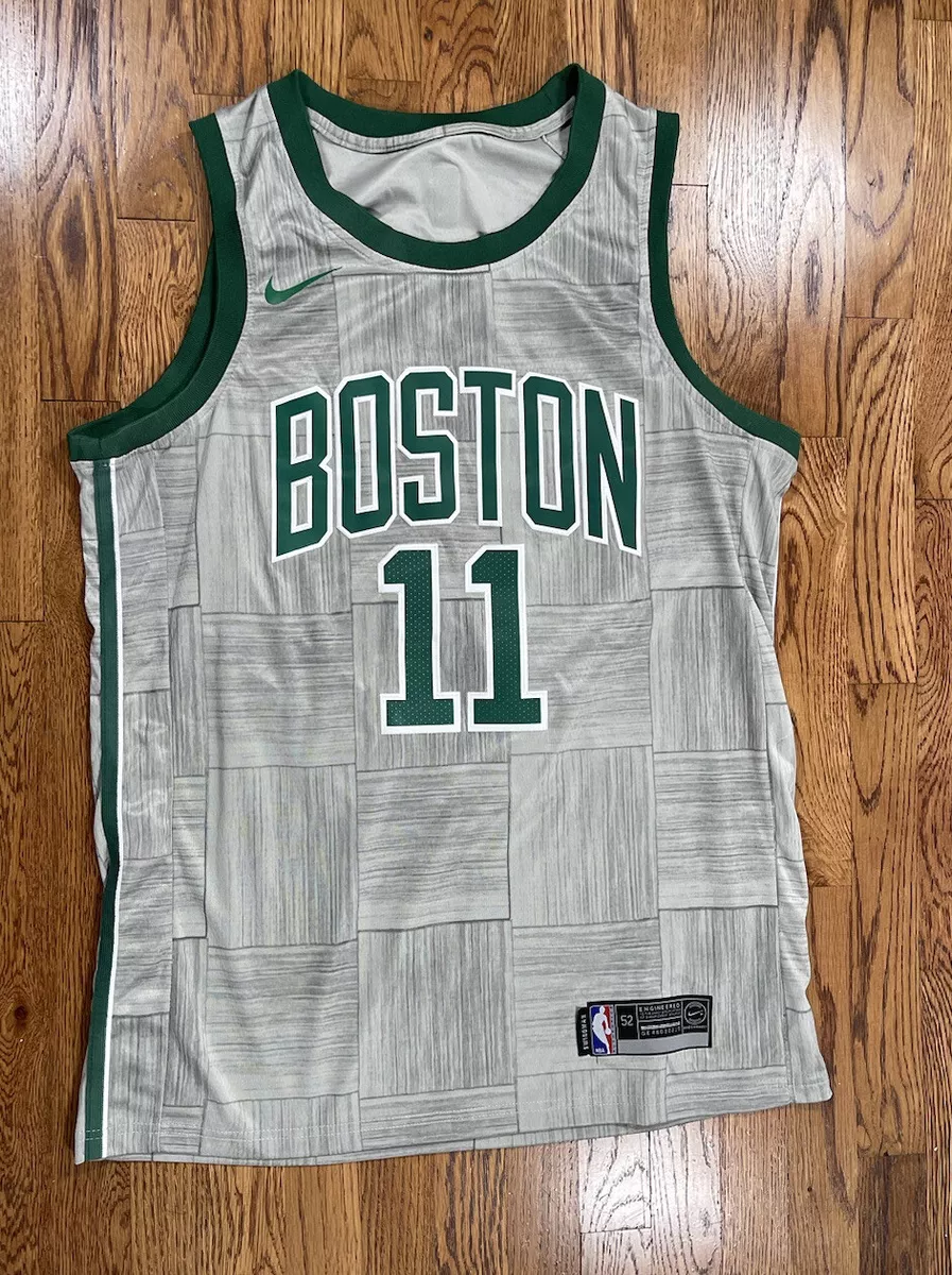 Nba Nike Boston Celtics Jersey Kyrie Irving Green and Gray Mens Size 52