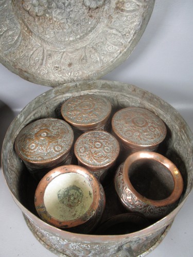 antique copper Indian Pandan Betel Nut Chapati Box Lockable and contents full - Picture 20 of 21