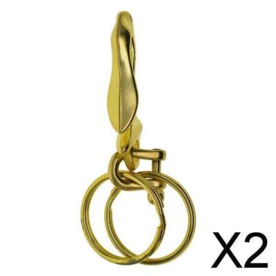 2x Vintage Stil Massiv Messing Schlüsselring Verschluss Brieftasche Halter 32mm Geschenke Skelett