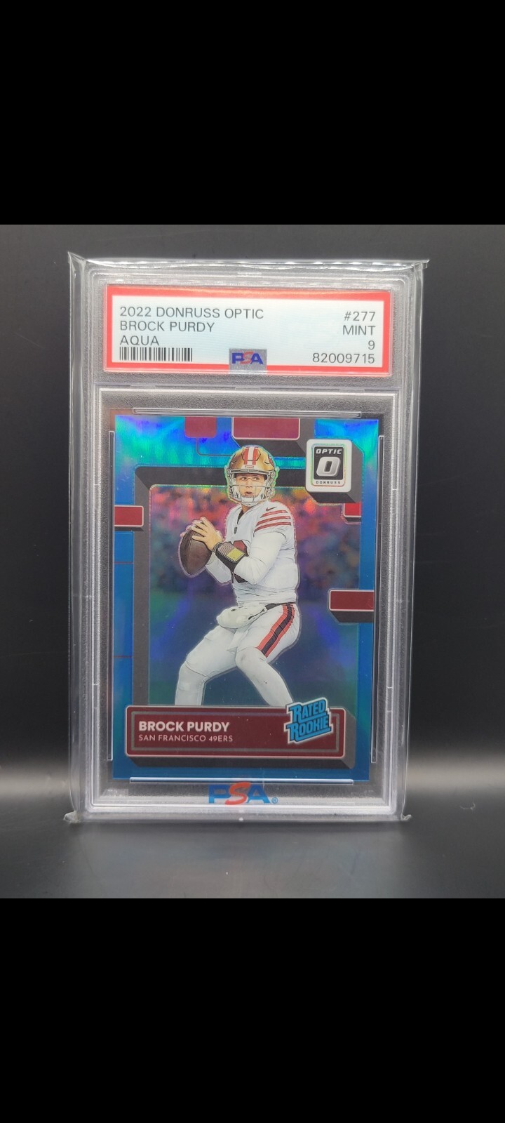 2022 PANINI DONRUSS OPTIC BROCK PURDY 196/299 AQUA!!! #277 PSA 9