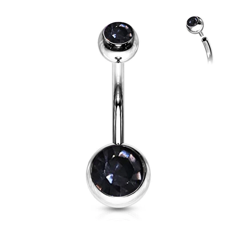 1 Ct Round Cut Lab-Created Gemstone Belly Button Ring 14G 1.6 mm Stainless Steel - Image 3 of 4