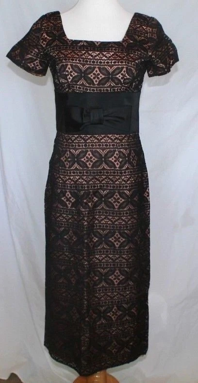 Vestido Vaina Vintage Encaje Negro Talla XS 4 6 Fiesta Cóctel Rockabilly Años 50 60 Foto 2 de 4