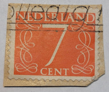 Netherlands Postage ~ Seagull ~ Red 7½¢ Stamp ~ Cancelled/Posted ~ c.1941 ~ 03